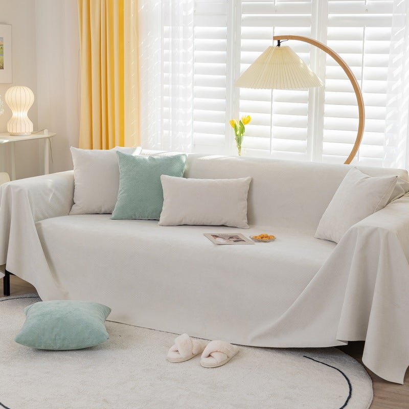 Four Seasons Universal Waterproof Solid Color Cut Velvet Sofa Cover Towel Factory Simple Non-Slip Anti-Urine Anti-Dirty Sofa Towel Cover - Image 1