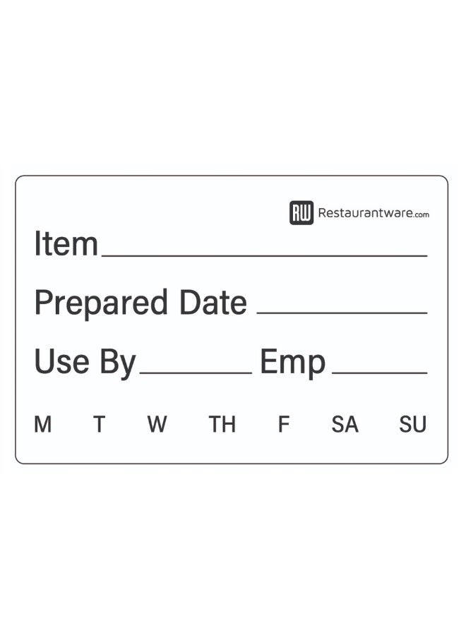 Restaurantware RW Smart 3 Inch x 2 Inch Food Rotation Labels, 500 Dissolvable Food Safety Labels - Sustainable, Removable, Rectangular, White Paper Shelf Life Labels, For Food Storage Or Prep - Image 2