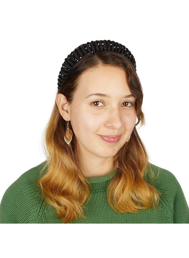 جلامليلي عصابة رأس مبطنة باللؤلؤ للنساء، تصميمات مرصعة بأحجار الراين الكريستالية (عبوة من قطعتين) - Image 3