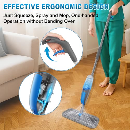 BPAWA Spray Mops for Floor Cleaning - Microfiber Wet Dry Dust Mop for Hardwood Laminate Wood Tile Vinyl Floors with 3 Washable Pads fit for Swiffer PowerMop - Image 5