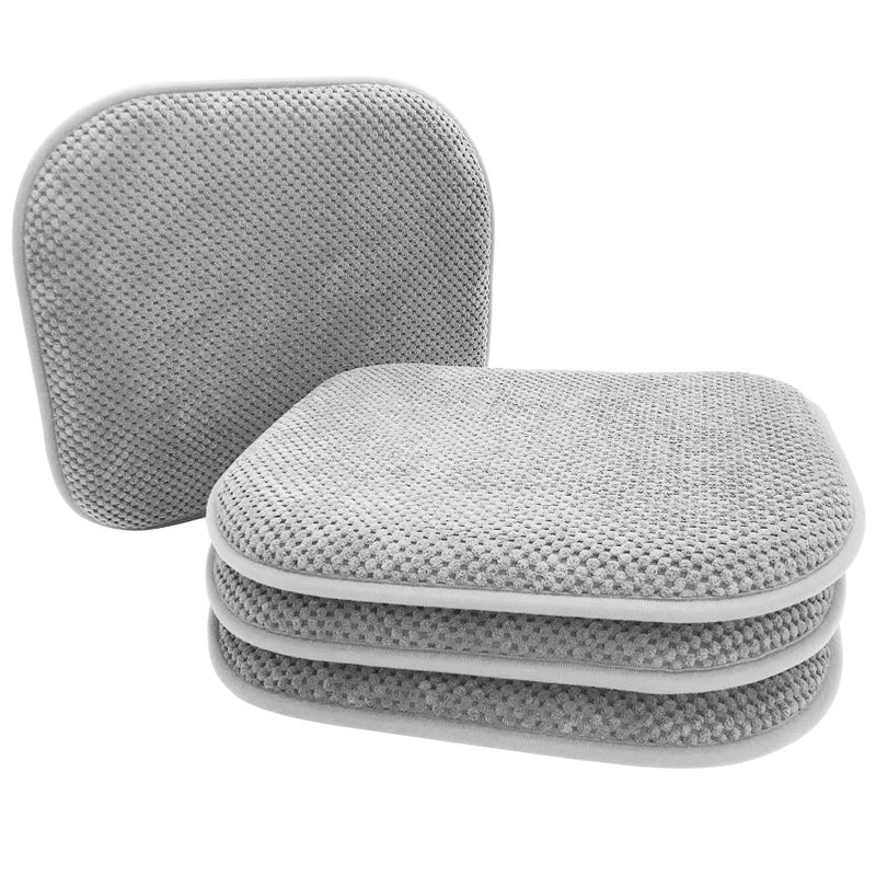 PAGGED Silver Grey Foam Seat Cushions Kitchen Chairs Pads for Dining Chairs Non Slip Patio Seat Cushions Set of 4 Washable U Shaped Soft Thick Large Metal Wooden Chair Cushions17 x 15