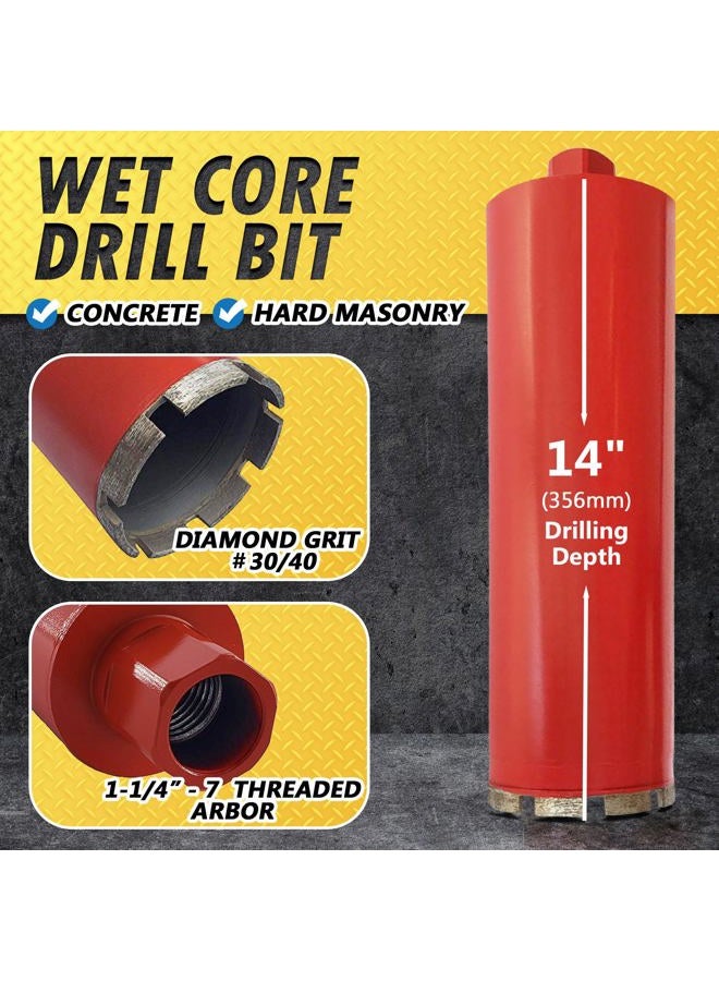 EDiamondTools Wet Drill Core Bits for Hard Concrete, Granite, Brick, and Block - 11cm Diameter 2.5cm - 0.6cm -7 Threaded 30/40 Diamond Grits - Image 2