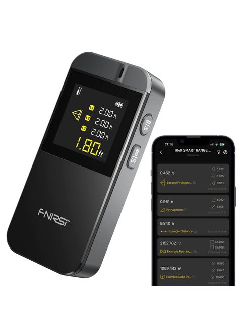 Laser Measure FNIRSI IR40 135ft Laser Distance Meter mftin Unit Switching Measure Distance Area Volume and Pythagoras APP TypeC Rechargeable