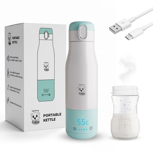 Lifelong Cuppy Milk Warmer and Storage for Babies 350 Ml|Portable Baby Milk Warmer with Digital Touch Panel & Temperature Setting|Type C Charging|10500 mAh Long Battery Life & Breakproof Inside Steel - Image 1