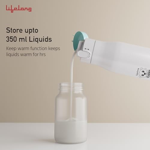 Lifelong Cuppy Milk Warmer and Storage for Babies 350 Ml|Portable Baby Milk Warmer with Digital Touch Panel & Temperature Setting|Type C Charging|10500 mAh Long Battery Life & Breakproof Inside Steel - Image 4