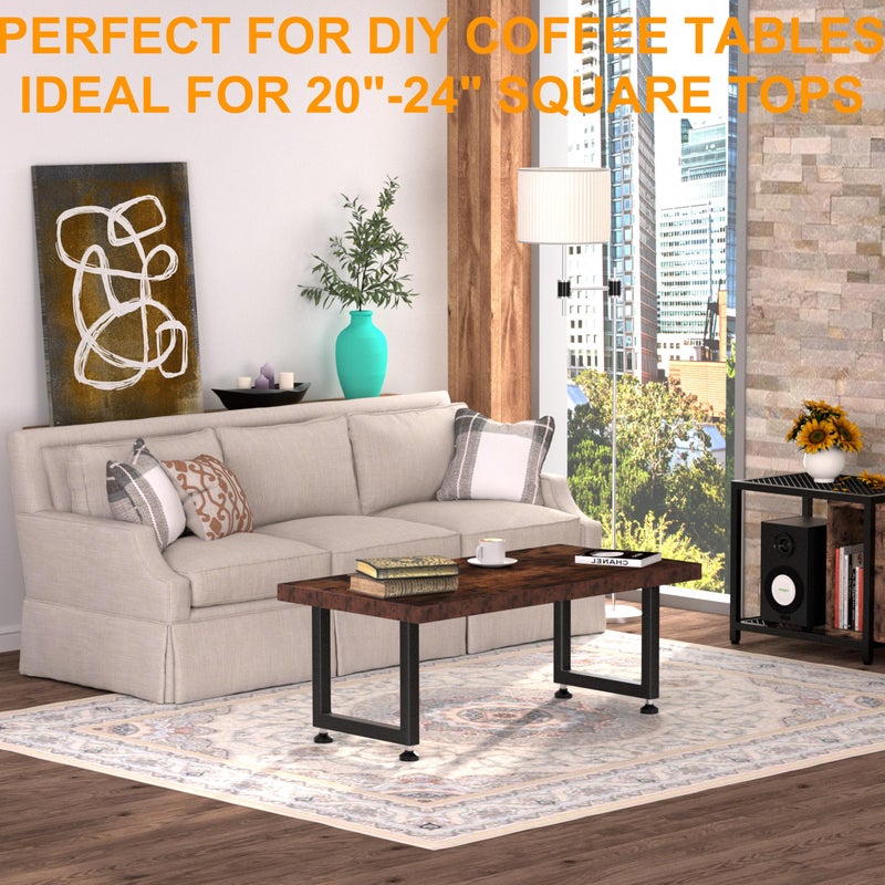 CHICAURA Heavy-Duty Metal Table Legs, 16x16 inches, Modern Industrial Style Steel Square Frame, Suitable for Coffee Tables, Side Tables, etc., Load-Bearing Capacity of 800 pounds, 2-Piece Set (Black) - Image 5
