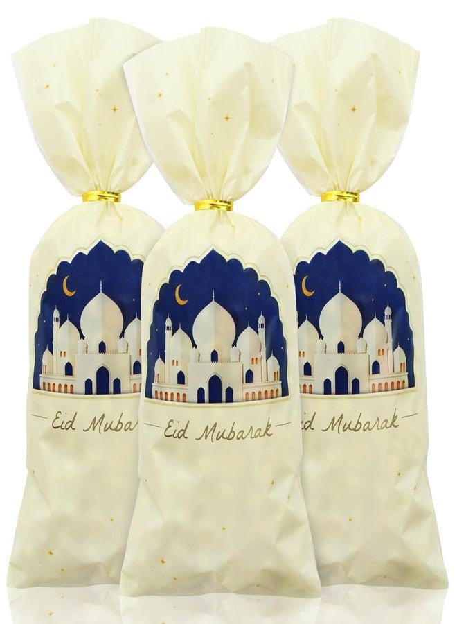 Geluode Eid Cellophane Treat Bags 50 PCS,Ramadan Mubarak Plastic Candy Bags with Twist Ties,Eid Moon Castle Gift Bags Party Favor Bags For Islamic Muslim Eid Mubarak Party - Image 1