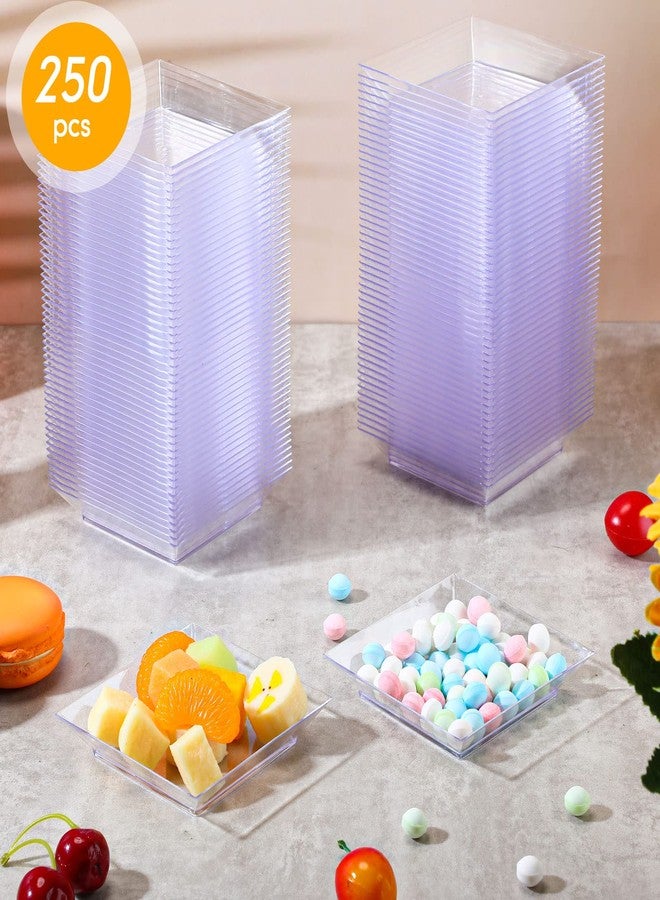 Nuogo 250 Pcs Square Clear Dessert Plates 3.6 Inch Plastic Appetizer Plates Disposable Square Party Plates Hard Mini Salad Tasting Sample Plate for Weddings, Parties, Banquet Dinner, Family Gatherings - Image 3
