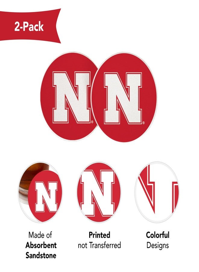 Desert Cactus University of Nebraska Car Accessories UNL Cornhuskers Absorbent Sandstone Cup Coasters Licensed Product Set of 2 (Design A) - Image 4