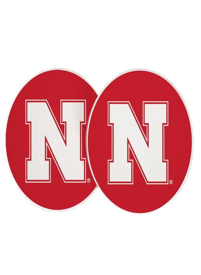 Desert Cactus University of Nebraska Car Accessories UNL Cornhuskers Absorbent Sandstone Cup Coasters Licensed Product Set of 2 (Design A) - Image 1