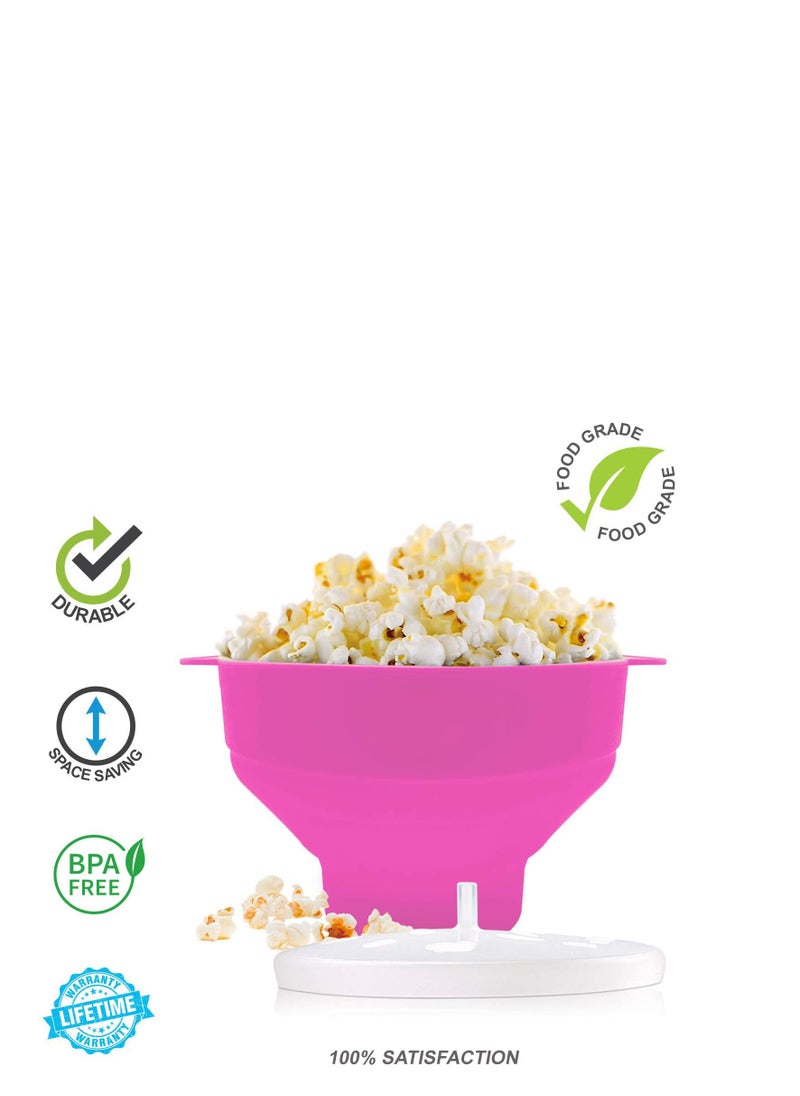 SYOSI - Silicone Microwave Popcorn Popper with Lid for Home Microwave Popcorn Makers with Handles Collapsible Popcorn Bowl - Image 1