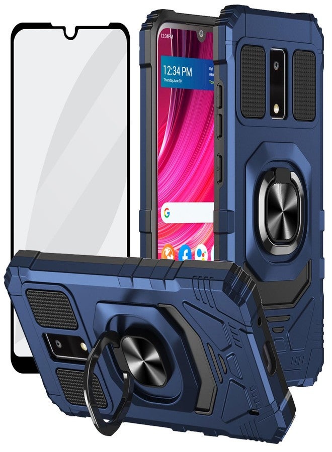 Ailiber جراب هاتف Ailiber لهاتف Tracfone BLU View 4، جراب BLU View 4 B135DL مع واقي شاشة، مسند حلقي للتثبيت المغناطيسي في السيارة، غطاء حماية متين مقاوم للصدمات لهاتف BLU الذكي View 4 - أزرق - Image 1