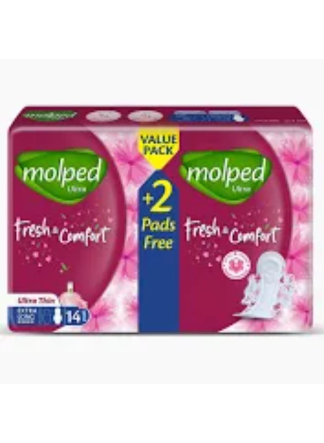 Molped Ultra Thin Fresh Comfort Extra Long Sanitary Pads, 14 Count