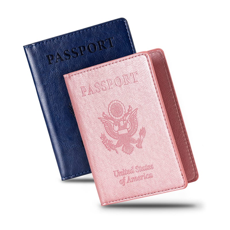 Honmein 2 Pcs Passport holdersï¼ŒUltra Slim passport walletï¼ŒPU Leather Passport Cover Case for Women and Men - Image 1