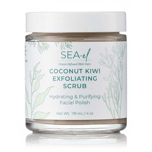 Sea-El Sea El Coconut Kiwi Exfoliating Face Scrub Hydrating Calming & Purifying Anti Aging Exfoliator - Bamboo Pumice & Green Tea Detoxifying Exfoliant Facial Cleanser & Polish for Women & Men - 4 Oz - Image 1