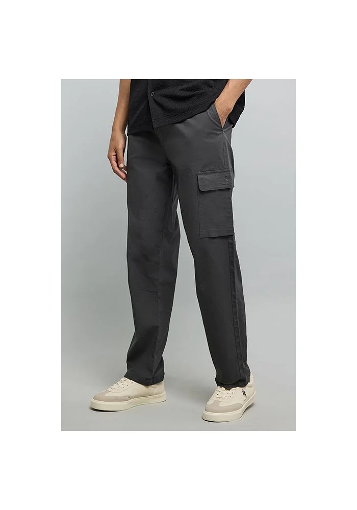 R&b  Solid Cargo Pants with Drawstring Waist for Men | Best Price UAE