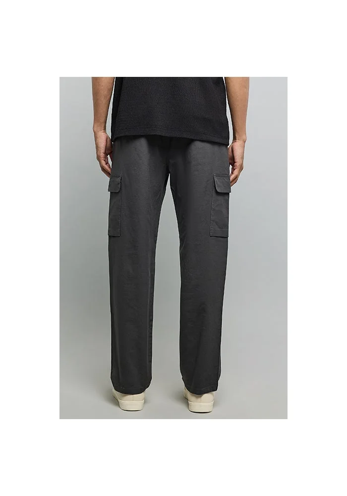 R&b  Solid Cargo Pants with Drawstring Waist for Men | Best Price UAE