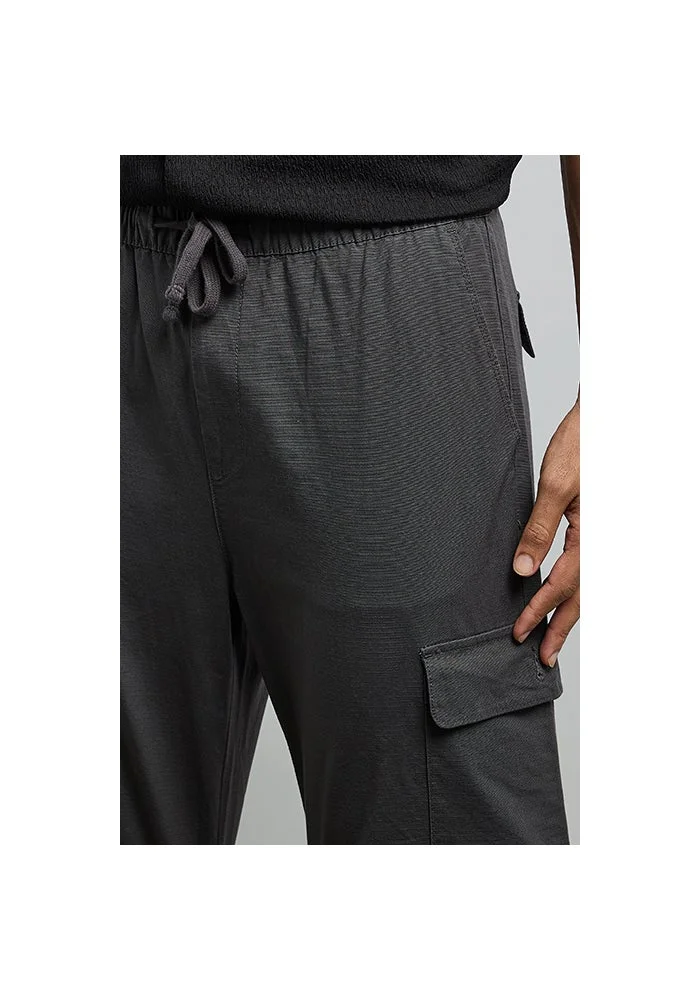 R&b  Solid Cargo Pants with Drawstring Waist for Men | Best Price UAE