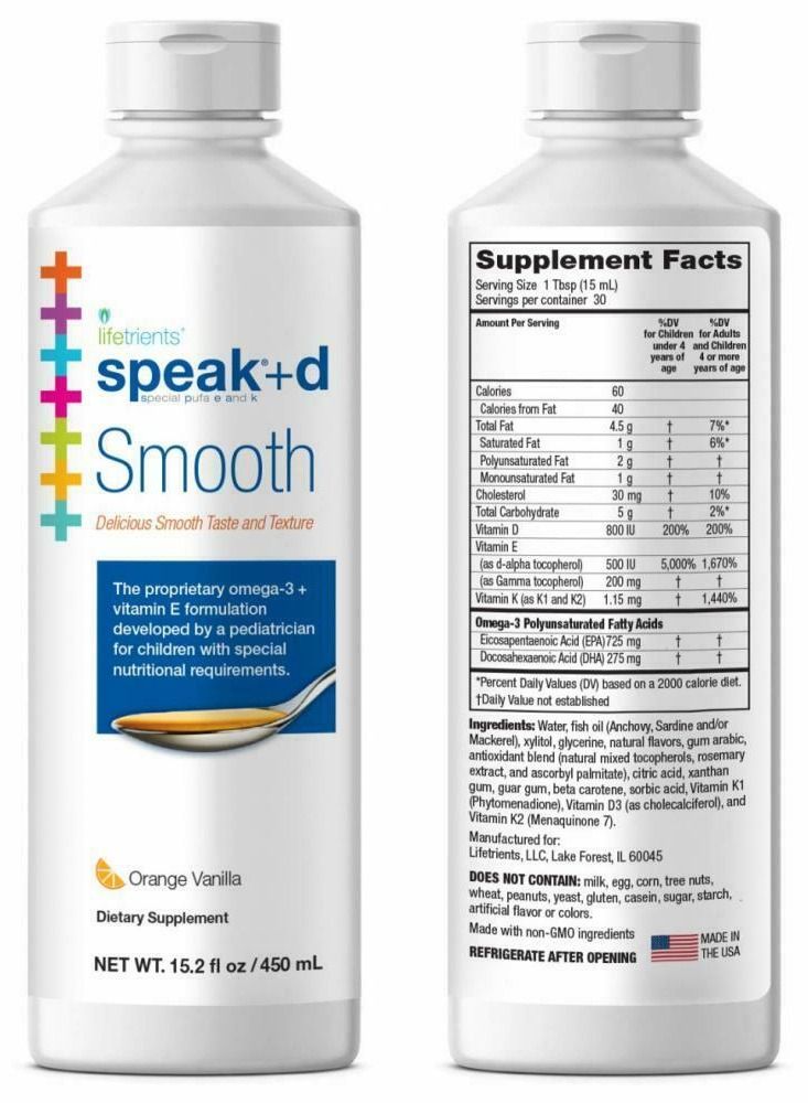 Lifetrients Speak+D Smooth Orange Vanilla 450 ml  - Image 1