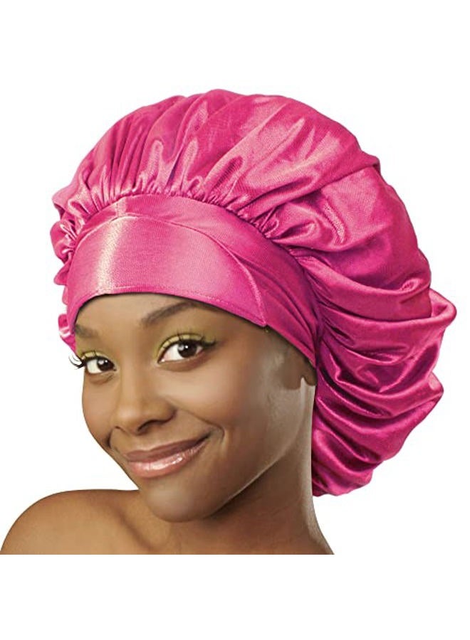 Donna Padded Hair Bonnet 1pc Soft Band Bonnet for Women's Hair Satin Bonnet for Sleeping Shower Cap for Women Pink - Image 1