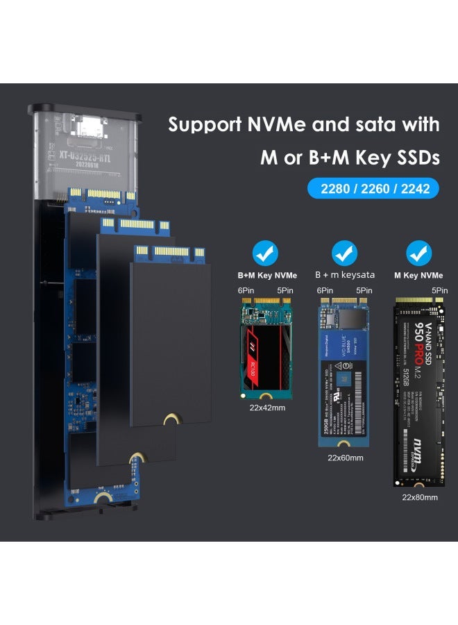 Usb3.1 To M.2 Nvme Solid State Drive Box 10gbps Pci Protocol Type C Hard Digital Computer Mobile Hard-Color:Dual-protocol NVME SATA 10GB ACCC - Image 5