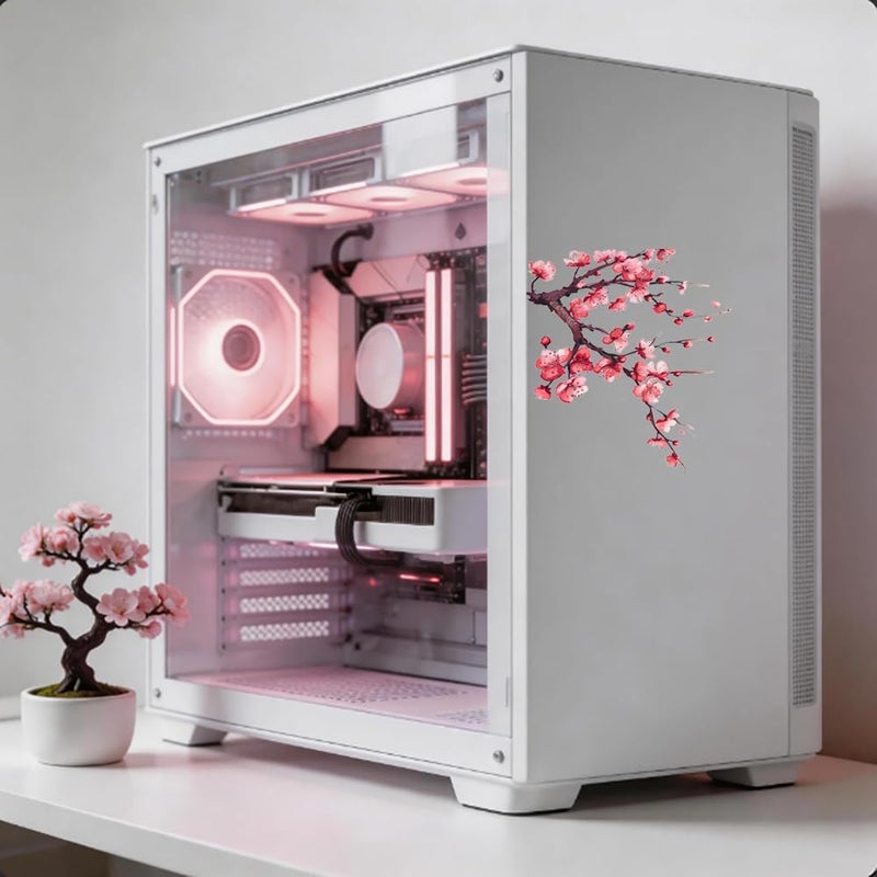 ARS 5.1" Japanese Cherry Blossom Graphic Stickers Laptop Decals for Windows Door Car Bumper DIY Decoration (E) - Image 3