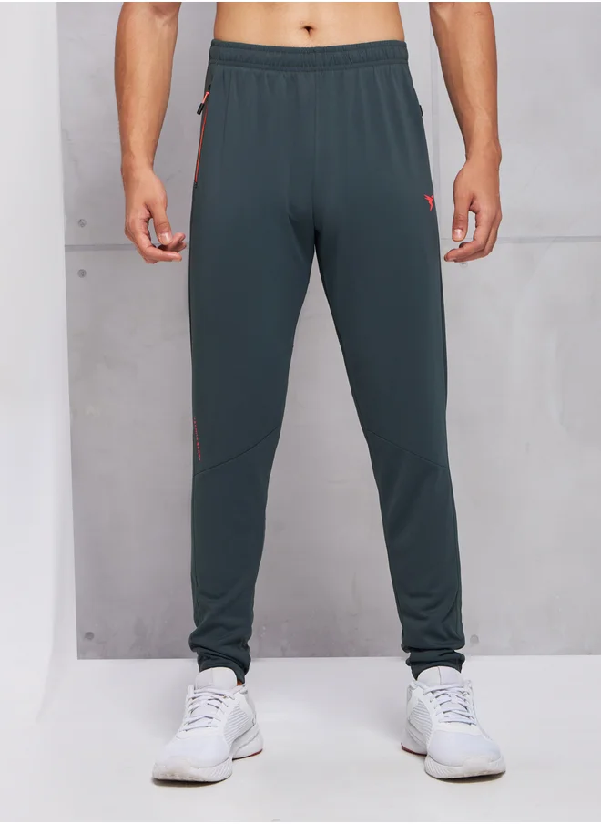 Technosport Men Grey Solid Elasticated Waistband Track Pants