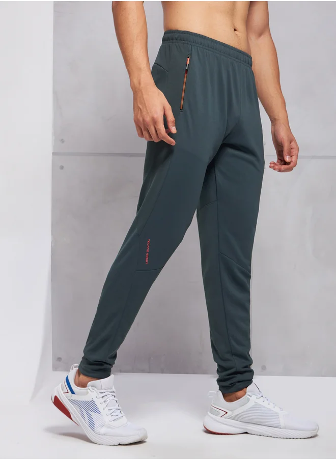 Technosport Men Grey Solid Elasticated Waistband Track Pants
