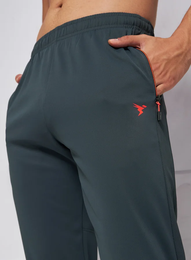 Technosport Men Grey Solid Elasticated Waistband Track Pants