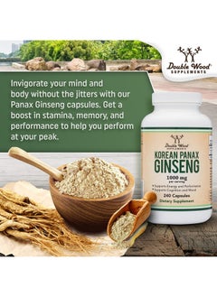 Double Wood Supplements Ginseng Capsules (Korean Red Ginseng Extract Panax Ginseng 10% Ginsenosides) (4 Month Supply) 240 Vegan Capsules 1000Mg Per Serving For Mood Cognitive Function And Energy Support By Double Wood  - Image 5