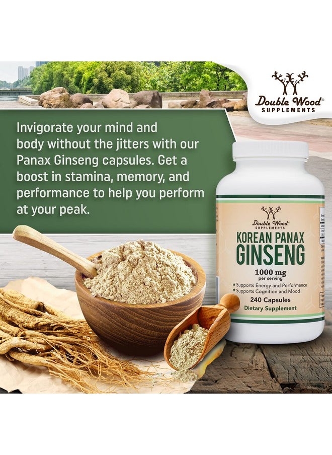 Double Wood Supplements - Ginseng Capsules (Korean Red Ginseng Extract Panax Ginseng 10% Ginsenosides) (4 Month Supply) 240 Vegan Capsules 1000Mg Per Serving For Mood Cognitive Function And Energy Support By Double Wood - Image 1