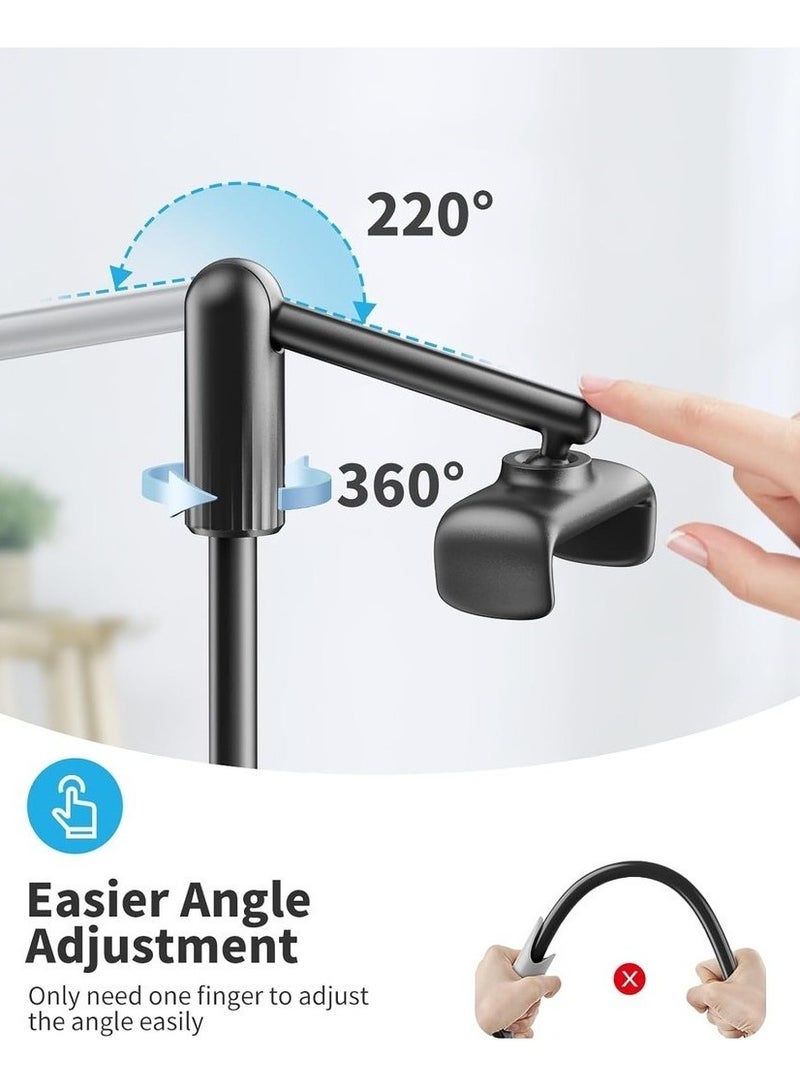 حامل هاتف على شكل عنق الإوزة للسرير، قضيب دعم يدور 360 درجة، حامل هاتف محمول قابل للتعديل بيد واحدة، ذراع طويل مرن، مشبك لوح أمامي، حامل هاتف محمول - Image 3