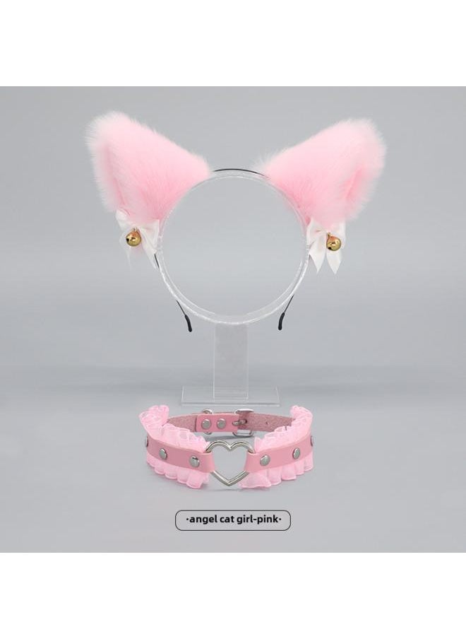 Generic A Generation Of Hair Hand Lolita Accessories Fox Ears Cat Ears Hairband Lace Bow Bell Collar Set 