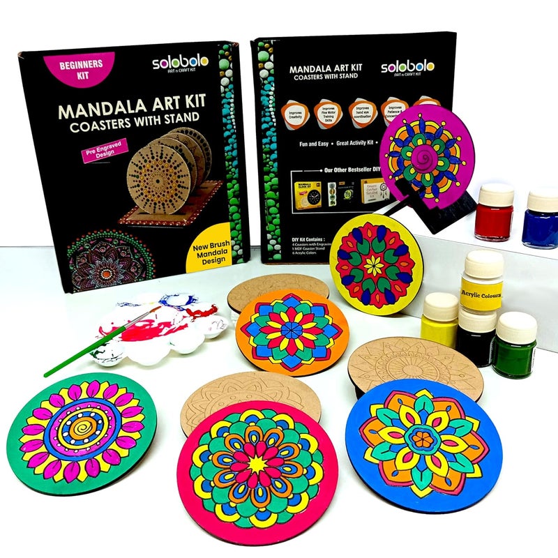 SOLOBOLO Mandala Art kit for Kids Adults,Indian Art Forms Kits,Art & Craft kit Birtday Return Gift for Girls 9-12 12-15,Coloring & Painting kit Using Water Brush | Pack of 2 - Image 2