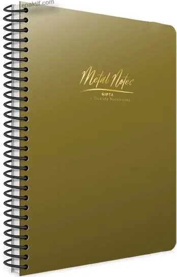 Gıpta Metal Notes Gold Spiral Plastic Cover 80 Sheets A4 Checkered Notebook