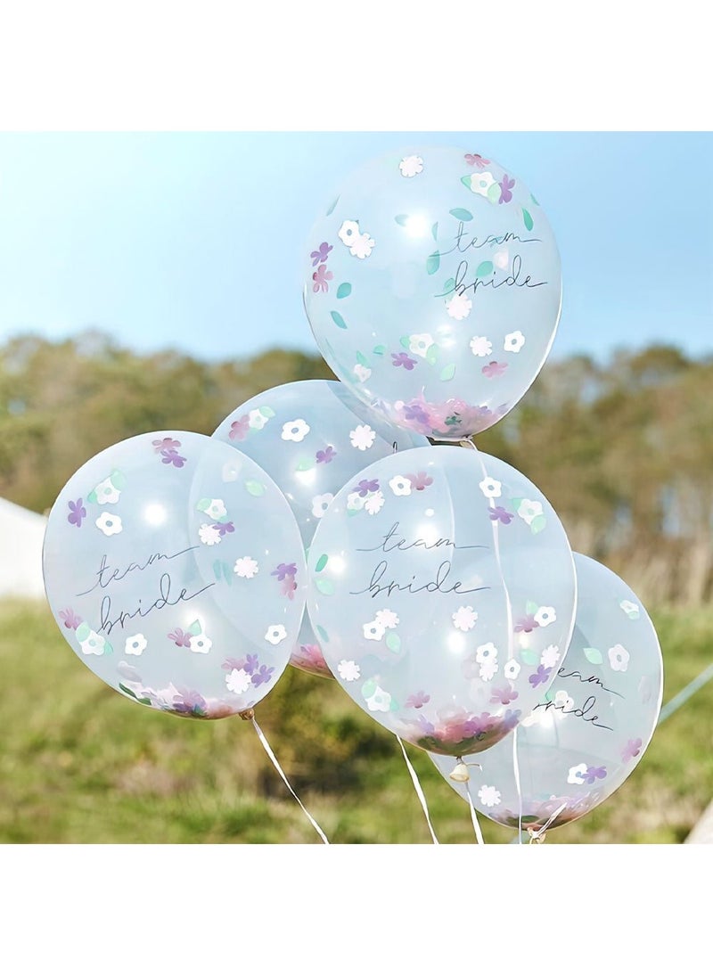 جينجر راي بالونات كونفيتي من فريق العروس مع زهور 30 سم عبوة من 5 قطع - Image 2