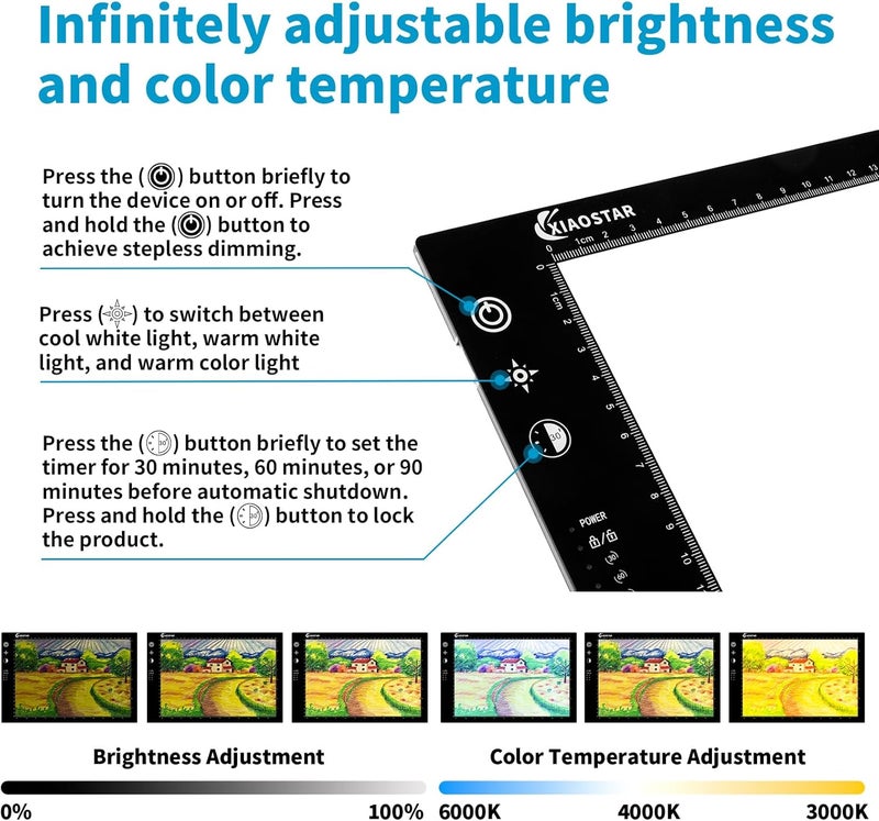 XIAOSTAR Light Box Drawing Pad, Tracing Board with Type-C Charge Cable and Brightness Adjustable for Artists, AnimationDrawing, Sketching, Animation, X-ray Viewing (A4-P-STK-Black) - Image 5