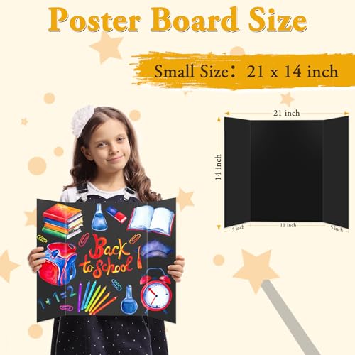 AKONEGE 3PCS Small Trifold Poster Board 21 x 14 Inches Black Corrugated Cardboards Mini Tri Fold Poster Boards for School Projects Science Fair Business Presentations Exhibitions Event Display - Image 3