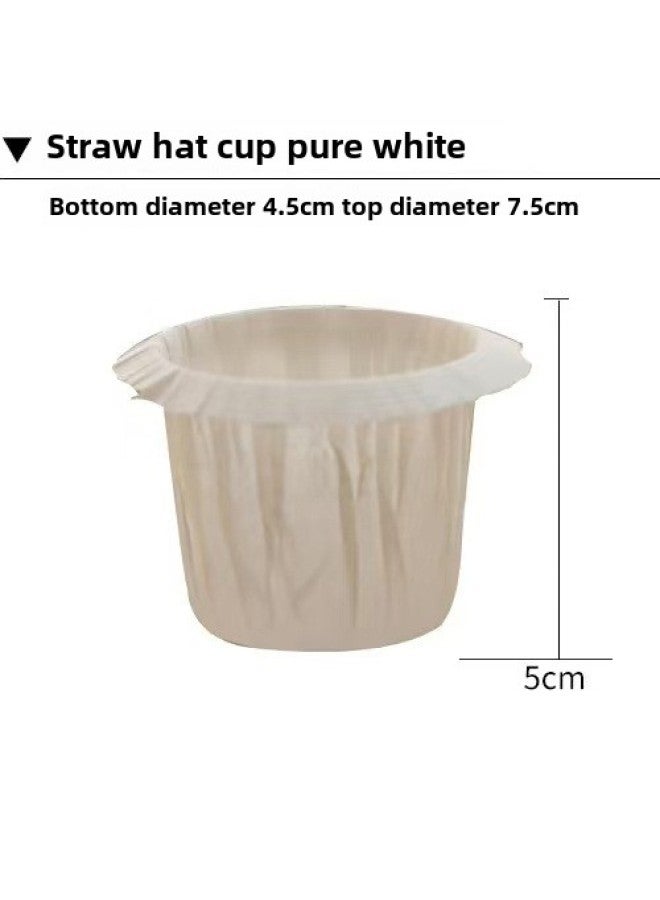 Mafen Cup Cake Paper Cup High Temperature Resistant Oil-proof Paper Holder Lace Hem Gold And Silver Aluminum Foil Hat Cup-Color:Straw Hat Cup-white - Image 1