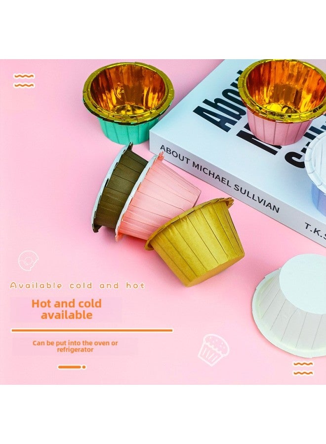 Mafen Cup Cake Paper Cup High Temperature Resistant Oil-proof Paper Holder Lace Hem Gold And Silver Aluminum Foil Hat Cup-Color:Straw Hat Cup-white - Image 4