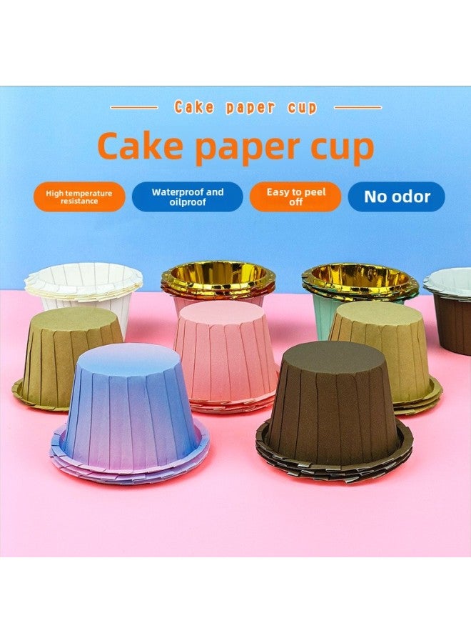 Mafen Cup Cake Paper Cup High Temperature Resistant Oil-proof Paper Holder Lace Hem Gold And Silver Aluminum Foil Hat Cup-Color:Straw Hat Cup-white - Image 2