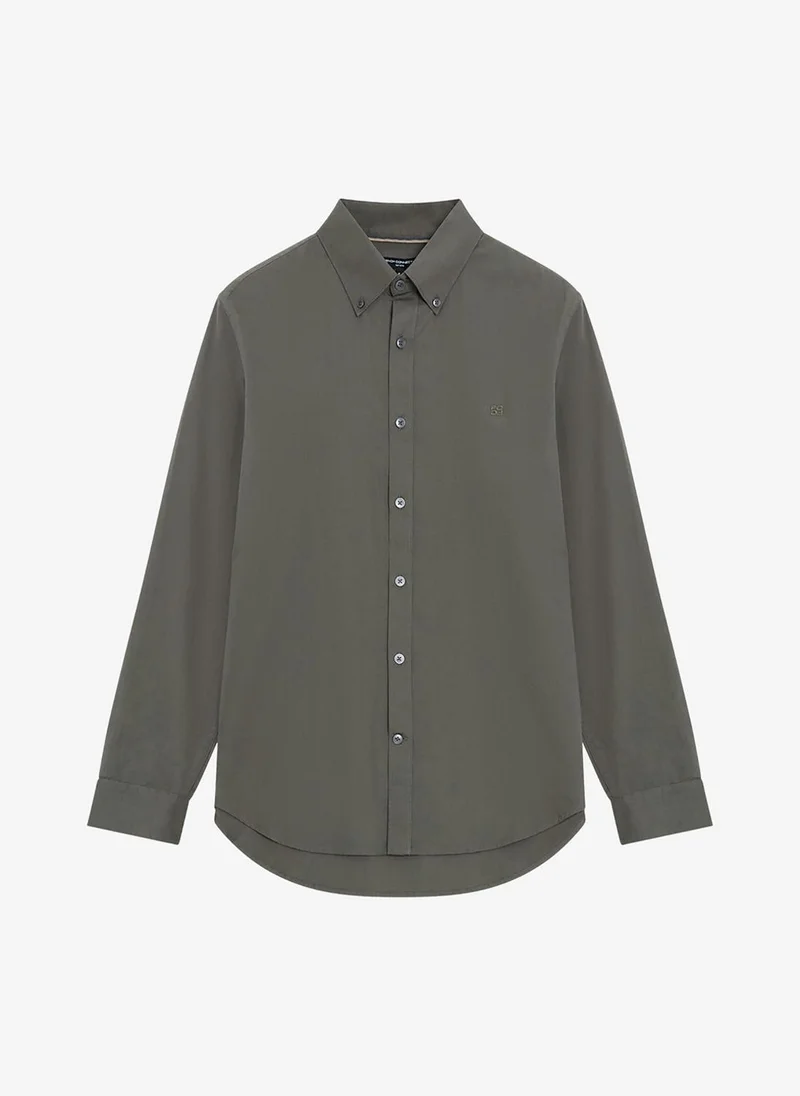 French Connection Khaki Green Men's Long Sleeve Twill Khaki Green Oxford Shirt for Men | Best Price UAE
