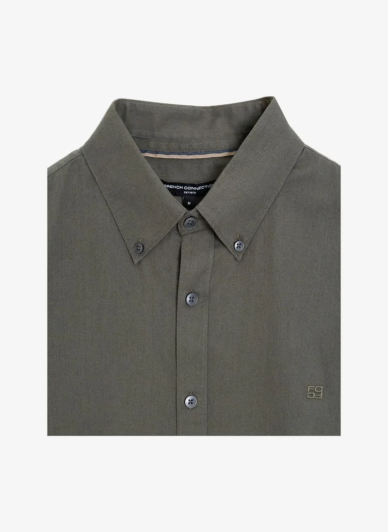 French Connection Khaki Green Men's Long Sleeve Twill Khaki Green Oxford Shirt for Men | Best Price UAE