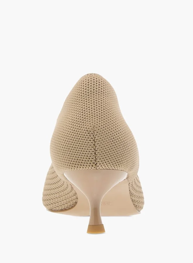 Flora Bella By Shoexpress Women's Textured  Slip-On Pumps with Kitten Heels