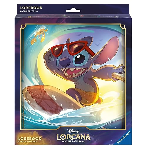 Ravensburger Disney Lorcana TCG Portfolio featuring Stitch  Carefree Surfer by Marcel Berg  Holds 64 Cards  8 Oversized Cards  Premium Storage  Stylish Protection  Ages 8 - Image 1
