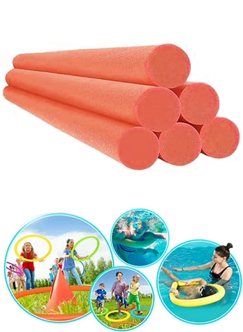 HAIZID Noodles for Swimming, Floating and Craft Projects - Pack of 6 Orange Color Noodles - EVA Solid Foam,  Odorless, Non-Toxic and Safe For Skin and Health  - Image 1