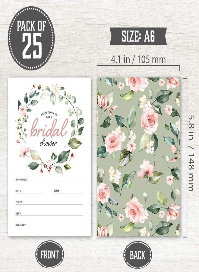Hat Acrobat Bridal Shower Invitations with Envelopes - Set of 25 Floral Fill-in Style Bridal Shower Invites with Envelopes, Perfect for Bridal Party, Wedding Shower - Image 2