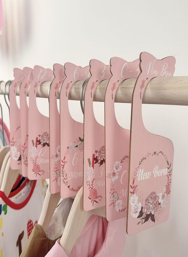 LLUFO Baby Closet Dividers Pink 8pcs Baby Clothes Dividers for Closet Double-Sided Wooden Baby Closet Organizer Nursery Decor for Girls Wardrobe - Image 1