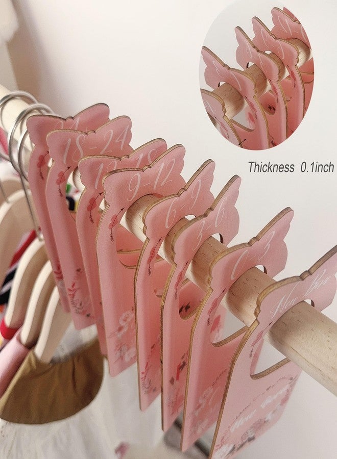 LLUFO Baby Closet Dividers Pink 8pcs Baby Clothes Dividers for Closet Double-Sided Wooden Baby Closet Organizer Nursery Decor for Girls Wardrobe - Image 5
