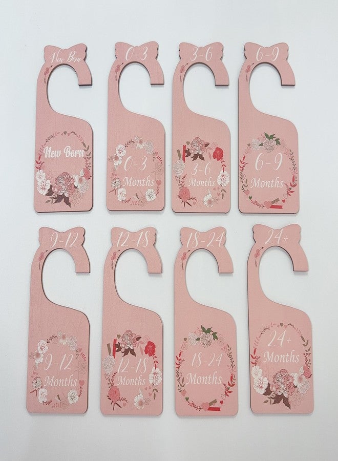 LLUFO Baby Closet Dividers Pink 8pcs Baby Clothes Dividers for Closet Double-Sided Wooden Baby Closet Organizer Nursery Decor for Girls Wardrobe - Image 3